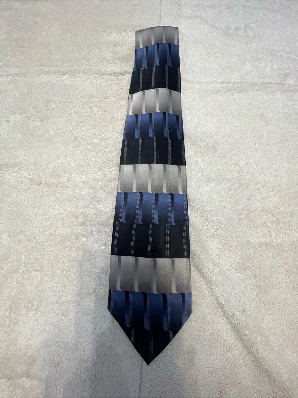 croft & barrow Blue and Gray Block-Pattern Tie